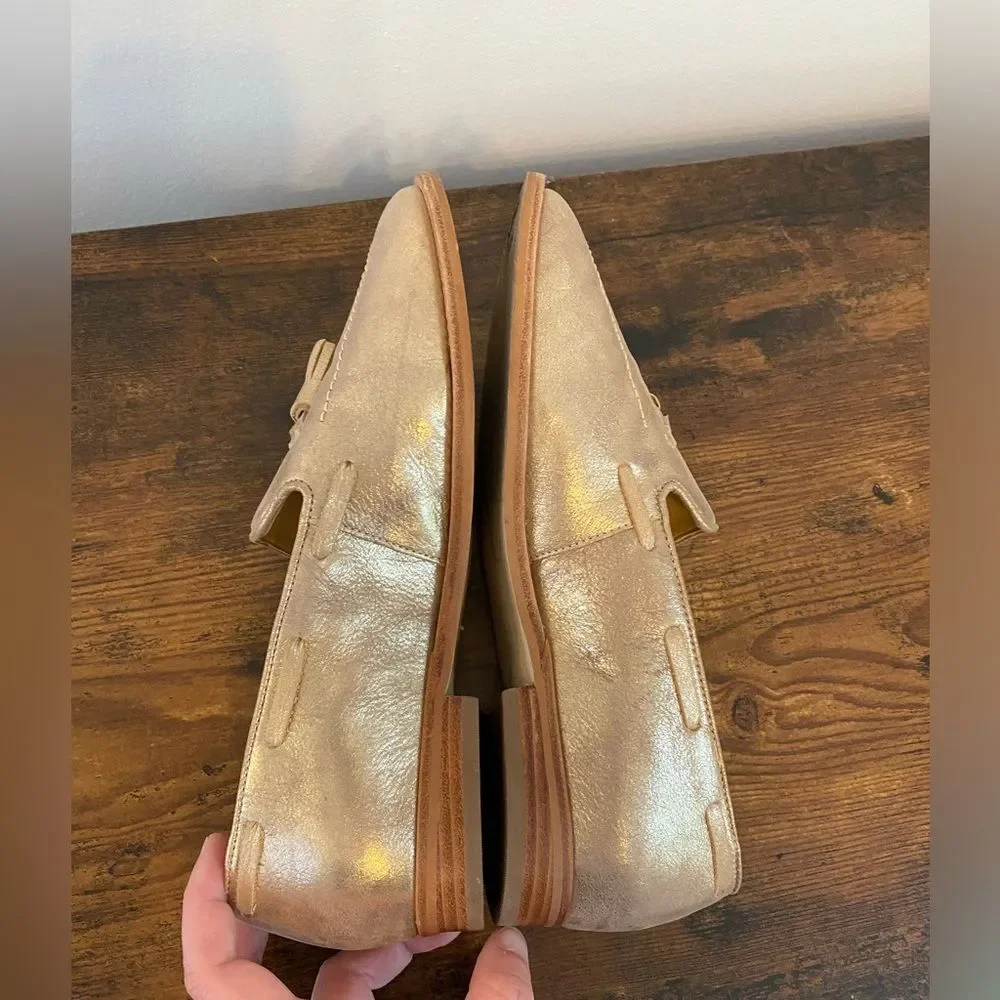 Talbots Leighton Tassel Loafers in Metallic Suede - Size 6.5